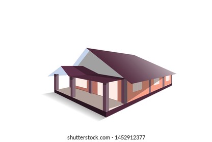 Single  Dream House Model Isometric Perspective Design,building Real Estate Architecture Growth Business Marketing Contemporary Home Concept,vector Art And Illustration.