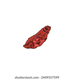 Single dried goji berry. Vector illustration showcasing the wrinkled texture of this health-boosting, dried superfruit.