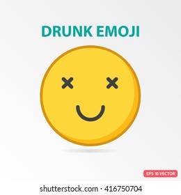 SIngle Drunk emoji. Isolated vector illustration on white background.