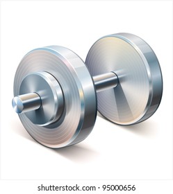 Single dumbbell used in weight lifting and fitness workouts.