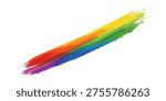 A single, dynamic brush stroke displaying the colors of the rainbow, from purple to yellow, against a clean white backdrop.