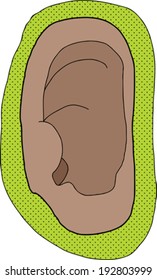 Single ear with green color behind it