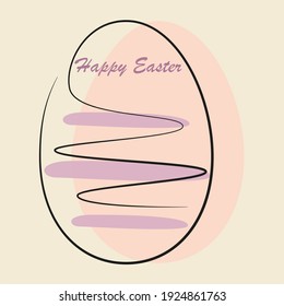 Single Easter Egg icon Continuous one line drawing, isolated, soft colored egg shape background with Purple stripes. Vector illustration design element for Happy Easter holidays, greetings