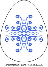 Single egg with a pattern. Vector drawing by hand for Easter. Design of a postcard, cover, or poster