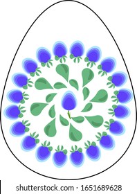 Single egg with a pattern. Vector drawing by hand for Easter. Design of a postcard, cover, or poster