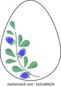 Single egg with a pattern. Vector drawing by hand for Easter. Design of a postcard, cover, or poster