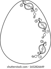 Single egg with a pattern. Vector drawing by hand for Easter. Design of a postcard, cover, or poster.