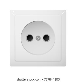 Single electrical socket Type C. Power plug vector illustration. Realistic receptacle from Europe.