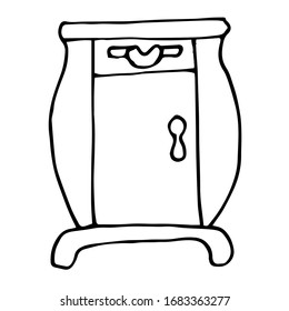 Una única y elegante discoteca antigua aislada en un fondo blanco. Cojines retro de estilo Doodle. Muebles de época dibujados por vectores.