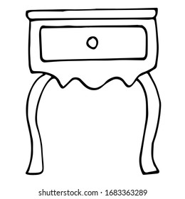 Una única y elegante discoteca antigua aislada en un fondo blanco. Cojines retro de estilo Doodle. Muebles de época dibujados por vectores.