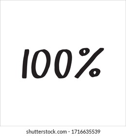 Single element of 100 percent, 100% in doodle business set. Hand drawn vector illustration for cards, posters, stickers and professional design.