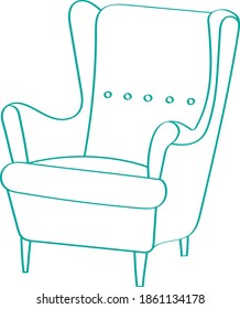 Single element of armchair in doodle set, work at home. Hand drawn vector illustration for cards, posters, stickers and professional design. 