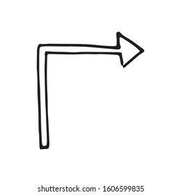 Single element of arrow in doodle business set. Hand drawn vector illustration for cards, posters, stickers and professional design.