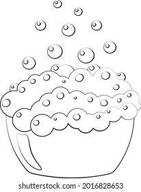 Single element Basin with bubble. Draw illustration in black and white