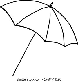 Single element of beach umbrella in doodle summer set. Hand drawn vector illustration for greeting cards, posters, stickers and seasonal design.
