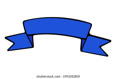 Blauer Leseband mit einem Element. Handgezeichnete Illustration einzeln auf weißem Hintergrund.