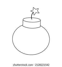 Bomb mit einem Element. Zeichnung der Illustration auf Schwarz-Weiß