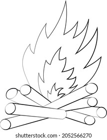 Single element Bonfire. Draw illustration in black and white