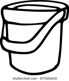 Single element of bucket, baby beach bucket in doodle summer set. Hand drawn vector illustration for greeting cards, posters, stickers and seasonal design.