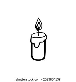 Single element candle in doodle style. Doodle vector illustration, for holidays. Cute element for greeting cards, posters, stickers and seasonal design. Isolated on white background