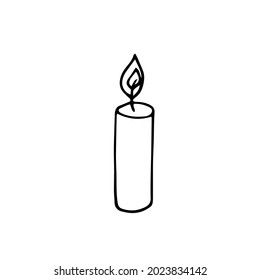 Una vela de un solo elemento en estilo doodle. Ilustración vectorial Doodle, para vacaciones. Elemento personalizado para tarjetas de felicitación, carteles, pegatinas y diseño estacional. Aislado sobre fondo blanco
