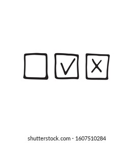 Single element of checkbox in doodle business set. Hand drawn vector illustration for cards, posters, stickers and professional design.