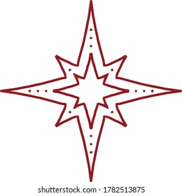 Single Element Of Christmas Ornament. Christmas Star, The Religious Symbol, Line Art