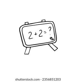 Single element of classboard in doodle style. Chalkboard, blackboard. Hand drawn vector illustration for posters, stickers and seasonal design. School element, business element