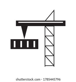 Single element of construction crane. Industrial logistics and trucking illustration. Hand drawn vector icons for business, web design, logo, infographic, cards, and professional design.