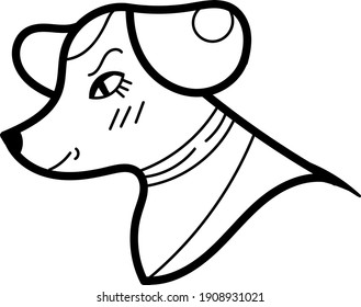 Single element for design, clipart. Dog, puppy, pets. Suitable for postcards, patches, stickers, advertisements. Scandinavian. For kids. Contour, black and white, vector. Cartoon style. Logo.
