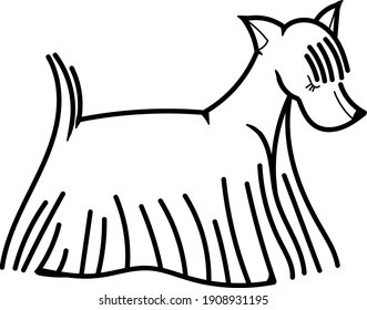 Single element for design, clipart. Dog, puppy, pets. Suitable for postcards, patches, stickers, advertisements. Scandinavian. For kids. Contour, black and white, vector. Cartoon style. Logo.