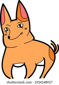 Un solo elemento para el diseño, clipart. Corgi perro jengibre, cachorro, mascotas. Adecuado para postales, parches, pegatinas, anuncios. Escandinavo. Para los niños. Colores brillantes, vector. Estilo de caricatura. Logotipo.