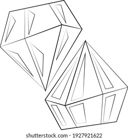 Un solo elemento Diamante. Dibujar ilustración en blanco y negro