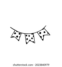 Einzelne Elementflags im Doodle-Stil. Doodle Vektorgrafik, für Feiertage und Feiern. Cute Element für Grußkarten, Poster, Aufkleber und saisonale Gestaltung. Einzeln auf weißem Hintergrund