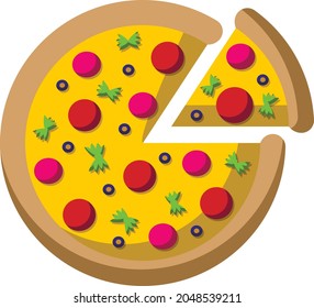 Single element food Pizza. Draw illustration in color