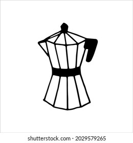 Single element geyser coffee maker in doodle style. Doodle vector illustration for cafe, coffee shop, kitchen. Cute element for stickers and seasonal design. Isolated on white background