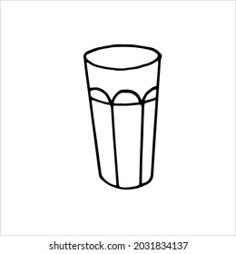 Single element glass for coffee in doodle style. Doodle vector illustration for cafe, coffee shop, kitchen. Cute element for stickers and seasonal design. Isolated on white background