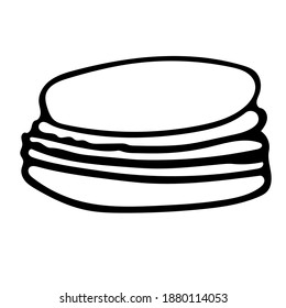 Single element hand drawn icon macaroon cake Vector illustration of doodles for cafes and restaurants, cute greeting cards and culinary design.