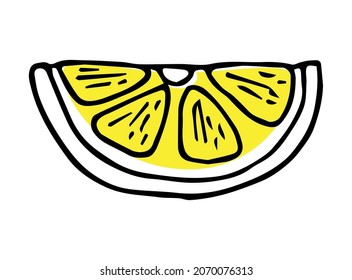 Single element hand drawn lemon slice icon. Vector illustration of doodles for cafes and restaurants, cute postcards and culinary design.