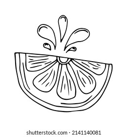 Einzelne Elemente handgezeichnete Zitronenscheibe. Vektorgrafik von Doodles für Cafés und Restaurants, süße Postkarten und kulinarisches Design.