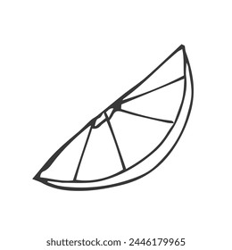 Single element hand drawn lemon slice icon.