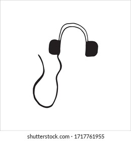 Single element of headphones in musical doodle set. Hand drawn vector illustration for cards, posters, stickers and professional design.