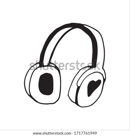 Single element of headphones in musical doodle set. Hand drawn vector illustration for cards, posters, stickers and professional design.