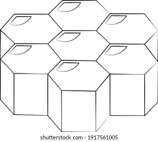 Single element honeycomb. Draw illustration black and white