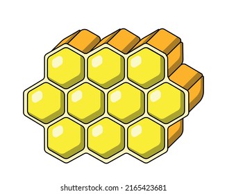 Single element Honeycomb. Draw illustration in color
