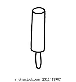 Single element of ice cream on stick in original doodle style. Great for bar menu, seasonal design, packaging,  banners or advertising.  Vector illustration EPS10. Isolated on white background