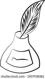 Single element inkwell. Draw illustration in black and white