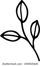 Single element of leaf, twig in doodle summer set. Hand drawn vector illustration for greeting cards, posters, stickers and seasonal design.