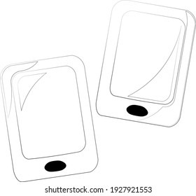 Single element Mobile phone. Draw illustration in black and white