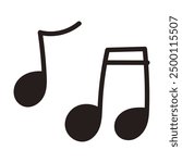 Single element of music note in doodle style. Hand drawn vector illustration for cards, posters, stickers and professional musical design. Simple cute symbol note. Abstract scribble illustration.